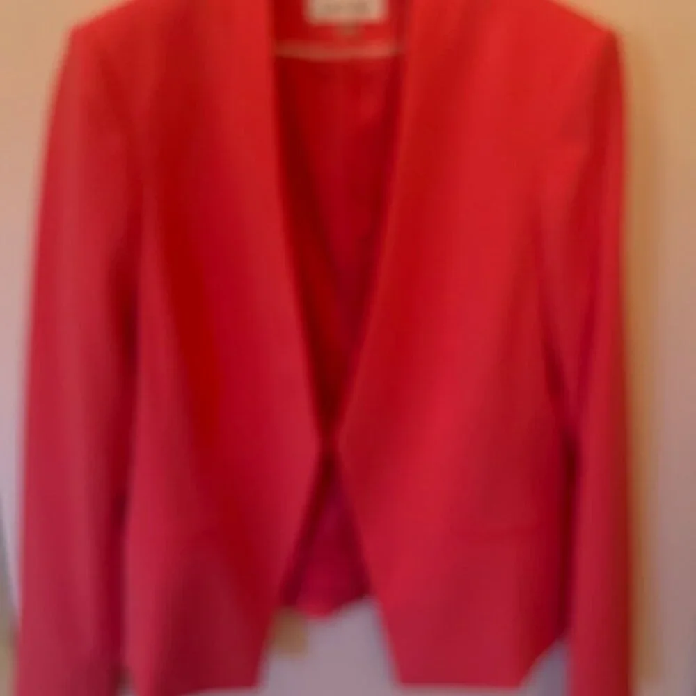NEW Calvin Klein Coral Pink Blazer. NWT. Size 16. V-neck. Open front. Stretch. - Picture 5 of 7